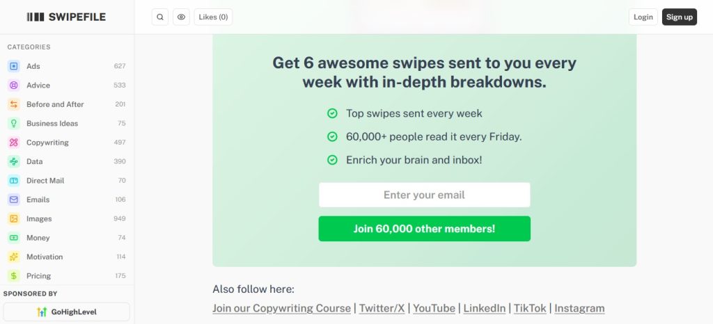 Swipe Files Newsletter