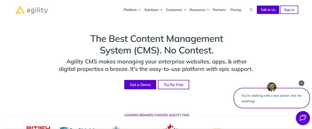 Agility CMS Homepage