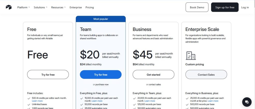 Airtable Pricing